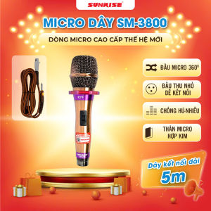 Micro karaoke có dây chính hãng SUNRISE SM 3800 hát nhẹ hút giọng mic kèm dây zin dài 5m chống gãy bền bỉ