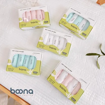 Combo 3 Hộp 5 Khăn Sữa Sợi Tre Boona Mềm Mịn Cho Bé Dòng 2 Lớp Size 30*30cm