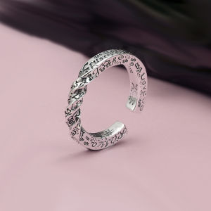 2023 New Arrival Retro Style Twist Graffiti Thai Silver Ladies Party Ring Jewelry For Women Men