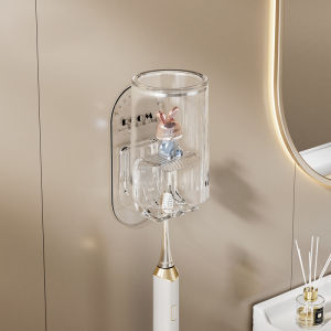 ที่ใส่แปรงสีฟัน ที่วางแปรงสีฟัน โปร่งใส กระต่ายน้อยน่ารัก ชั้นวางแปรงสีฟัน แบบติดผนัง