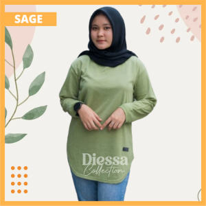 Kaos Polos Wanita Lengan Panjang RIB Bawah Oval Slimfit Sampai BB 100Kg Atasan Perempuan Lucu