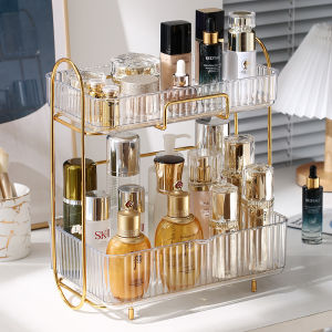 O-KAY Rak Kosmetik 2 Tingkat Organizer Cosmetic Mewah Rak Kosmetik Gold Rack Wastafel Rak Akrilik 2tingkat Besi Rak