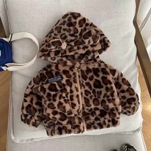 2026 Baby Girls Boys Leopard Hooded Winter Coats Soft Fake Fur Warm Fashion Kids Overcoats Jackets Children Clothes