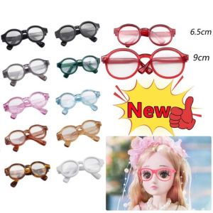 LIEYH อุปกรณ์เสริมตุ๊กตา แว่นตาพลาสติกใส โปร่งใสโปร่งใส พลาสติกทำจากพลาสติก แว่นตากลมใส น่ารักมากๆ สีลูกอมสี แว่นตาทรงกลมตุ๊กตา ของขวัญสำหรับเด็ก
