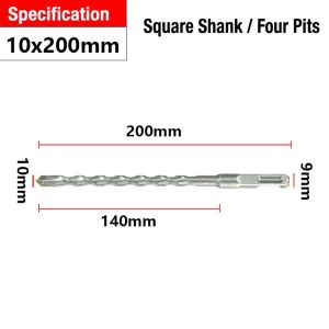 COOLSOOL 1Pcs Square Shank SDS Plus Masonry Drill Bit 110-500mm 6-20mm Carbide Concrete Drill Bit  Twin Spiral Electric Hammer Drill Bit For Concrete Brick Cement Wall