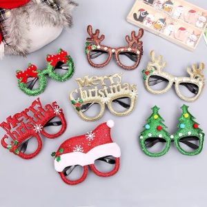 Christmas Glasses Frame Happy New Year Merry Christmas Decoration for Home Party Glasses Santa Snowman Xmas Gift