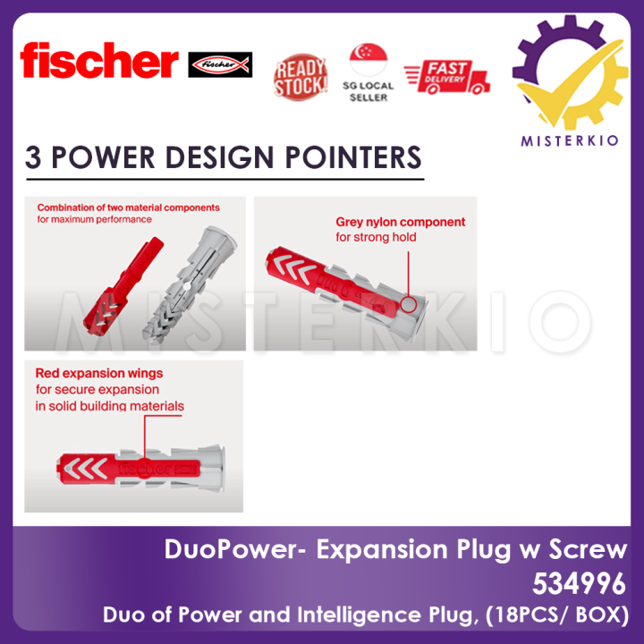 FISCHER%20DUOPOWER%20Expansion%20Wall%20Plug%20with%20Screw%20Set,%2018PCS/%20BOX,%205x25MM,%20Easy%20installation%20for%20home%20uses,%20534996%20-%20Image%204