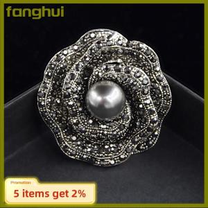 fanghui Vintage Rhinestone Pearl Bowknot Brooches Temperament Versatile Clothing For Women Jewelry Accessries Gifts