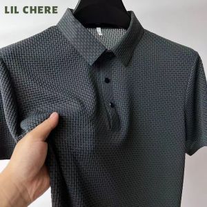 LIL CHERE Mesh Polo Shirts Stand-up Collar Business Polo Shirt Casual Tshirts