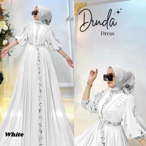 Dinda Dress Matt Cerutty Bbydoll Full Puring Apk Bordir Baju Muslim Long Dress Model Kekinian COD