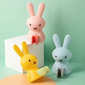 ANBIHE Cute Shower Head Support Holder Punch-free Rabbit Shape Shower Nozzle Hanger Easy To Use Sticky Shower Head Holder Bathroom