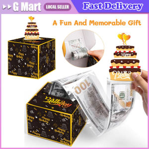 Birthday Cash Gift Box with Cake Card Funny Pumping Money Box Creative Birthday Gifts for Men Women ﻿Anniversary Birthday Surprise Birthday Party Decoration with Creative Funny Pumping Cash Money Box with Cake Card For Friends