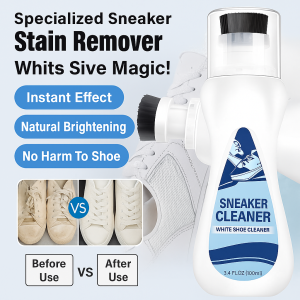 แปรงทำความสะอาดรองเท้าสีขาวพร้อมน้ำยาทำความสะอาดรองเท้าผ้าใบแบบโฟม น้ำยาซักแห้ง ไม่ต้องซัก แปรงทำความสะอาดรองเท้าผ้าใบขจัดคราบสกปรกอย่างเข้มข้น