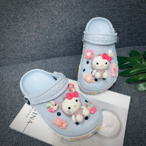 Tặng 12 Sticker-Dép Cross cho bé gái HannaKids Sục Croc Baya trẻ em Giày Cros Xăng đan màu Xanh viền hoa Sandal xuất dư - Thế Giới Cross