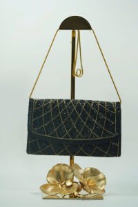[ Woosilver ] Túi Cườm Vintage Đen Vàng Ánh Kim– Secondhand – TX400