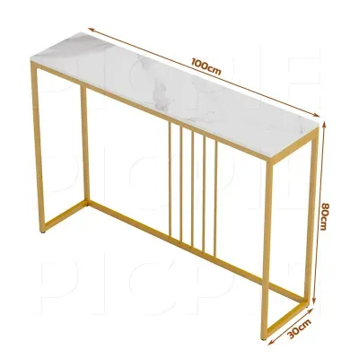 PACPIE Meja Console Konsol / Meja Ruang Tamu / Estetik Modern Minimalis Besi Mewah Motif Marmer Furniture