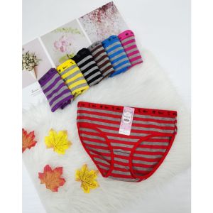 [STOK SEDIA] A022# 3 HELAI 1 SET SELUAR DALAM WANITA BERCORAK BELANG-BELANG L-2XL