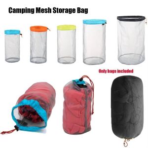 GUTUN High Quality Mesh Storage Bag Nylon Material Lightweight Ultralight Mesh Bag Organizer Drawstring Closure Drawstring Storage Bag Outdoor Tool