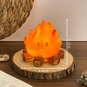Campfire LED Night Light Flickering Flame Effect Battery Operated Desk Lamp Safe No-Fire Ambient Decor for Bedroom Kids Gift