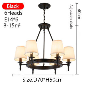 Lampu Gantung Ruang Tamu Amerik Gaya 6 kepala (termasuk E14 Bolam) Lampu Hias Gantung Minimalis Modern Chandelier Untuk Ruang Tamu/restoran/kamar tidur YUR