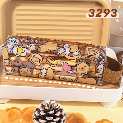 Lovelylife🔥Kotak Pensil Kapibara Transparan Kotak Pensil Tahan Air Lucu Kotak Pensil Kartun Unisex
