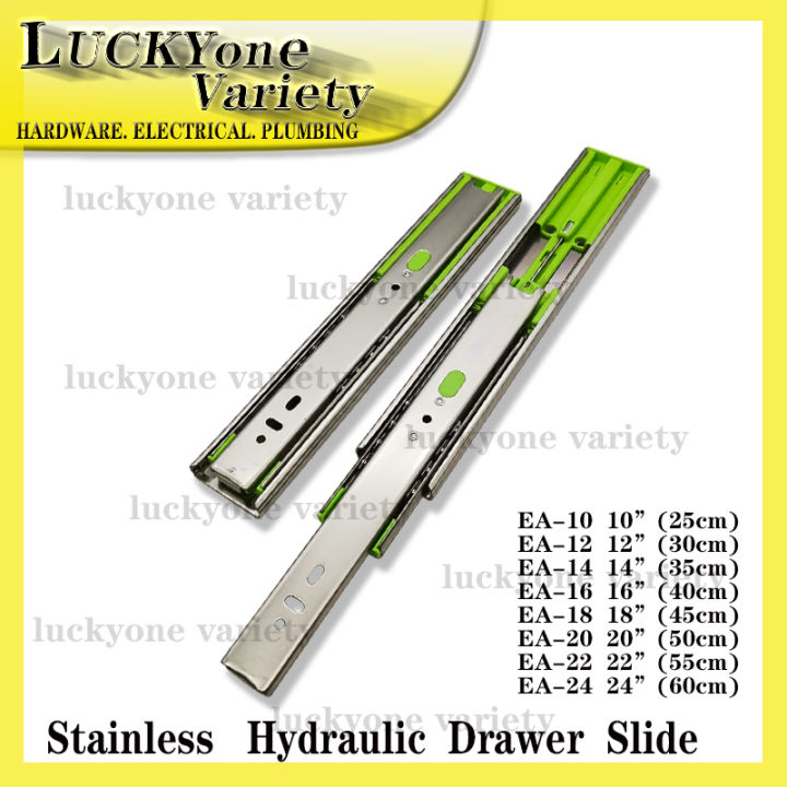 STAINLESS STEEL HYDRAULIC SOFT CLOSE DRAWER SLIDE (PAIRS) 10"/12"/14