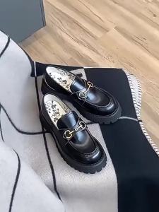G7 Sheepskin Version ~ Ballet Style Genuine Leather Bow Mary Jane Shoes for Women Silver Thick Sole Small Leather Shoes Ballet Shoes Loafers 7/7