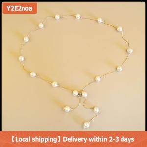 【Local shipping】 Pearl Womens Belt Simple Adjustable Metal Thin Chain Belt For Ladies Dress Skinny Waistband Decorative Jewelry