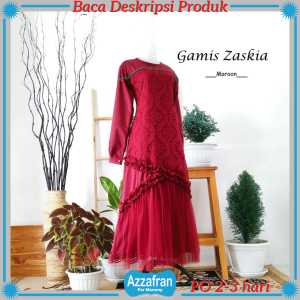 Gamis Zaskia | Baju Katun Couple Anak Perempuan & Dewasa Seragam Lebaran Toyobo Brokat Terbaru Murah