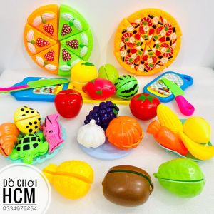 [CÓ MIẾNG DÁN - SIÊU TO] Đồ chơi cắt thái hoa quả trái cây bánh pizza 56 CHI TIẾT dành cho bé thích nấu ăn nhà bếp 8851