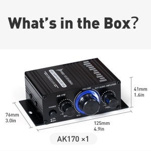 40W Digital Amplifiers Audio 12V Bass Audio Power Bluetooth Amp Hifi FM Subwoofer Speakers AK370