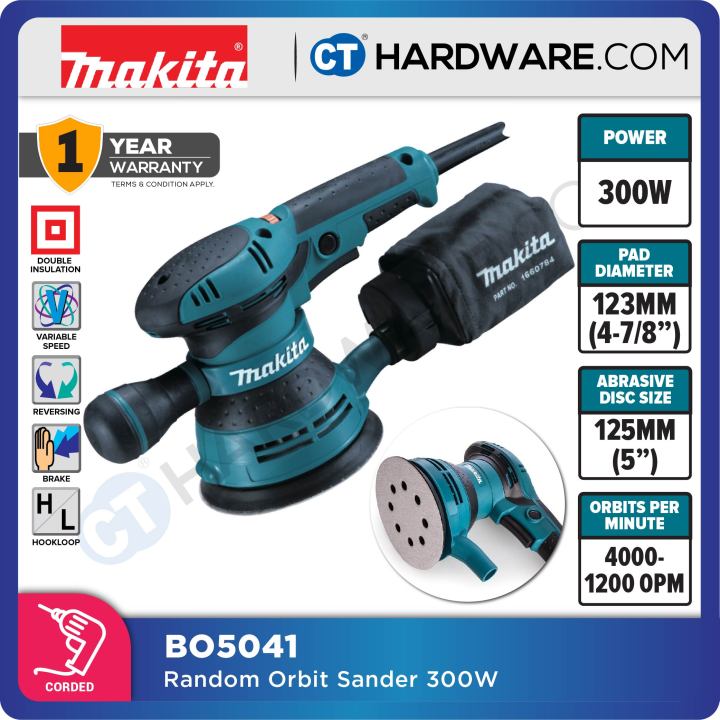 MAKITA BO5041 CORDED RANDOM ORBIT SANDER 5" 300W 123MM (4 7/8