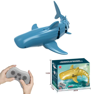 RC Shark 2.4G Simulation Remote Control Animals with Lights Submarine Robots Fish Electric Toys for Boy Upgrade Spray WaterToy