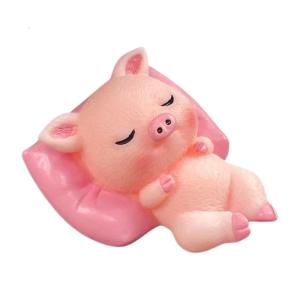 Cartoon Miniature Panda Dog Pig Rabbit Figure Sleep Animal Figurine Ornament for Car Dashboard Decoration and Gifting