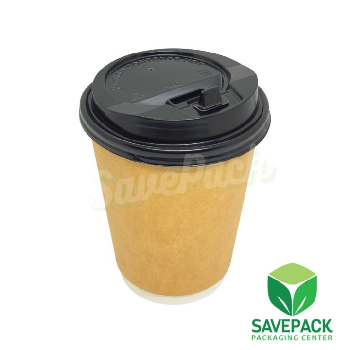Double Wall Coffee Cup Kraft with Black Lid (8oz & 12oz) | Lazada PH
