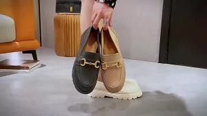 [Free Shipping] New Summer Loafers Womens Thick-Soled Home Slippers Non-Slip Retro Small Gold Buckle Versatile Closed-Toe Shoes