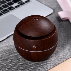 Máy Xông Tinh Dầu Tròn Sang Trọng 130ML Máy Khuếch Tán Tinh Dầu Vân Gỗ Khử Mùi Thoải Mái