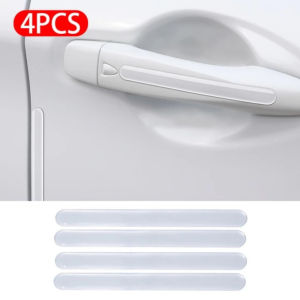 4PC Car Door Handle Protector Cover 3D Transparent Door Handle Inner Bowl Trim Protector Rubber Pad Car Accessories Door Handle Guard Sticker Anti Scratch Anti Collision Protections Cover Pintu Pemegang Kereta