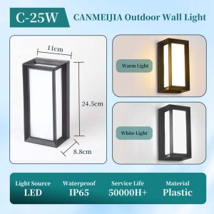 CANMEIJIA LED Wall Light Aluminium Outdoor IP65 Waterproof Garden Lamp Indoor Square Wall Lamp for Stair Bedroom Living Room Warm Lights