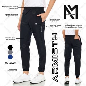 Armisth - Celana Training Olahraga Parasut Micro Stretch / Jogger Sport Running