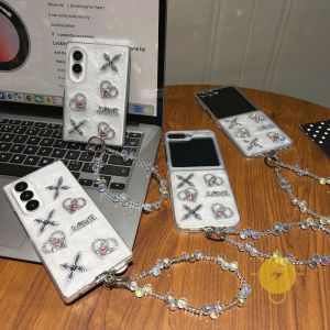For Z Flip 8 Case TPU Heart Chain 3D Phone Case For SAMSUNG Galaxy Z Flip 7 6 5 4 3 Cover Aesthetic Korean Cute