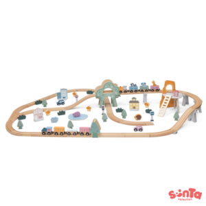 Wooden Train Set (92 Pcs) - Eco-Friendly Railway Adventure for Kids 3+!
