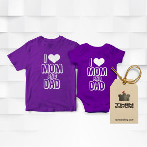 Purple Baby Romper or Kid T-shirt - 1 Shirt Twin Castling