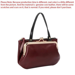 Royal Bagger Coin Purse for Women Genuine Cow Leather Handbag Vintage Kiss Lock Clutch Wallet Large Capacity Storage Bag 1478