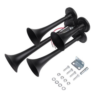 Agealter Universal 12V/24V 3 Trumpet 6-Tune Super Loud Air Horn Kit Car Truck Train Boat