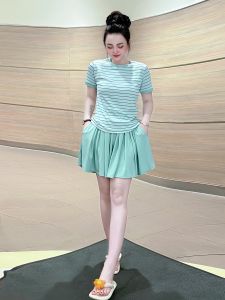 set đồ đùi quần ống xòe (không có quần bảo hộ) áo sọc ngang form suông phù hợp mọi độ tuổi 45-75kg có size