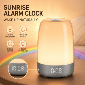 Sunrise alarm clock night light seven-color night light alarm delay function seven types of alarm sounds touch desk lamp