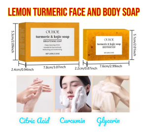 OUHOE lemon turmeric face and body soap antioxidant repair moisturizing cleansing soap gentle cleansing skin