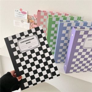 UMBRAULI Book Jacket A5 Kpop Idol Photocard Binder Checkerboard Hard Cover Idol Photo Album Fashion 6-hole Photo Card Holder Collection Around Idols