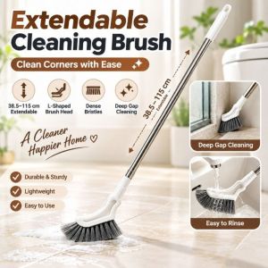 GRACETEN Long Handle Extendable Cleaning Brush Wall Hanging Narrow Head Crevice Cleaning Brush Portable Drainable Gap Cleaning Brush for Home Kitchen Toilet Shower